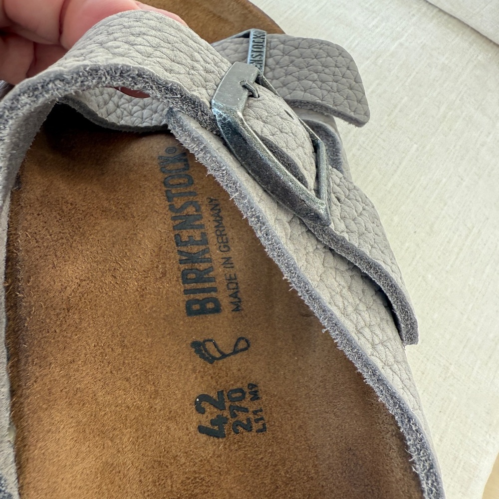 Birkenstock Arizona Desert Slide Whale Gray Nubuck Size 42 9-9.5 Great Condition - Picture 5 of 13